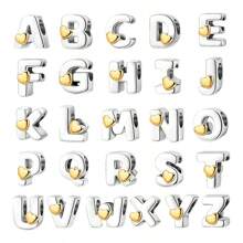 925 Silver Plated Heart Shaped Letter A-Z Pendant Charm, Smooth Letter Necklace A-Z Provides Multiple Choices. Ideal For DIY Bracelet And Necklace. Gold Heart Initial Letter Bead Pendant, Great Jewelry Gift For Women.
