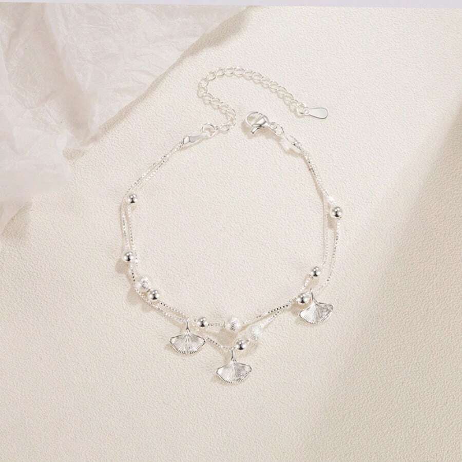 1 件女士双层银杏叶手链，独特设计，适合送给女朋友、闺蜜的多功能礼物