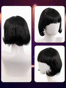 1pc Synthetic Short Straight ' Bob Wig - Costume Wig For Girls - 黑色 - 查看 2