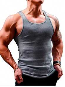 Men's American Style Ribbed Knit Tank Top - Gris Oscuro - Ver 3