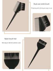 Juego de 6 piezas de accesorios para teñir el cabello que incluye: cepillo, tazón, aplicador, peine, orejeras y mezclador. Ideal para coloración, decoloración y aplicación de tinte en salones profesionales y uso doméstico.