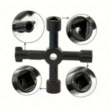 1pc Multi-Functional High Carbon Steel Key Wrench, Suitable For Electrical Cabinet, Elevator, Water Meter Valve, Cross Wrench