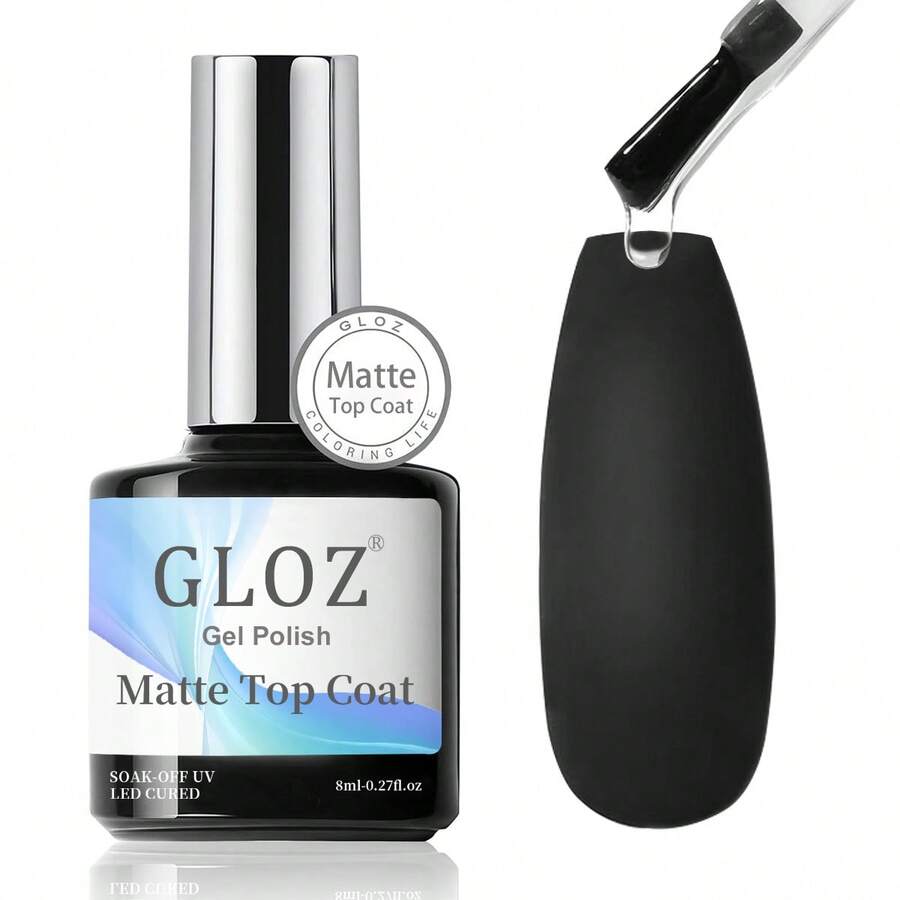 GLOZ Matte Gel Nail Polish Top Coat, No Wipe Gel Nail Polish Top Coat, Removable Matte Effect, Long-Lasting, DIY Gift, Home Manicure Salon - 無色 - 查看 1