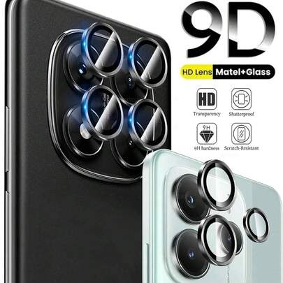 1 Set de protector de lente de cámara de anillo de metal compatible con Redmi Note 14 Pro 4G 5G 13 Pro 12 14C 13C 13 Pro+ Turbo 4 Pro Mi 14T Pro, Ultra HD 9H+ protector de lente de cámara de vidrio templado, accesorios a prueba de arañazos, antihuellas, compatible con estuche, (Negro) aplicable a protección diaria, oficina, hogar, cubierta de cámara de teléfono a prueba de agua, a prueba de golpes, a prueba de caídas, cobertura completa