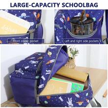 3 Pcs Kids Backpack Set - Lightweight Backpack In Fun Prints For School, Travel & Daycare, Ideal For Ages 6+, Roomy Interior, Durable & Water-Resistant Fabric & Loop For Lunch Bag - 太空 - 查看 6