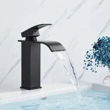 Bathroom Waterfall Faucet, Stainless Steel Square Spout Sink Faucet, Mirror Finished Hot And Cold Water Basin Faucet