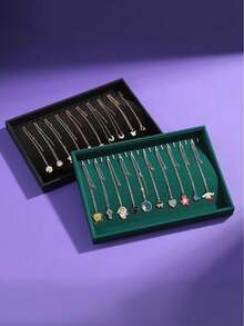 1pc Necklace Display Tray With 20 Hooks, Necklace And Pendant Jewelry Display Box, Jewelry Display Tray, Jewelry Drawer Organizer, Stackable Jewelry Storage Box, Necklace, Pendant Display Box Jewelry Display Box For Women And Girls, Storage Organizer, Travel Box, Back To School Summer, Jewelry And Decor, Ideal Christmas Gift, Valentine's Day Gift For Women Storage Organizer Travel Essentials Back To School Dormitory Storage - Multicolor - View 5