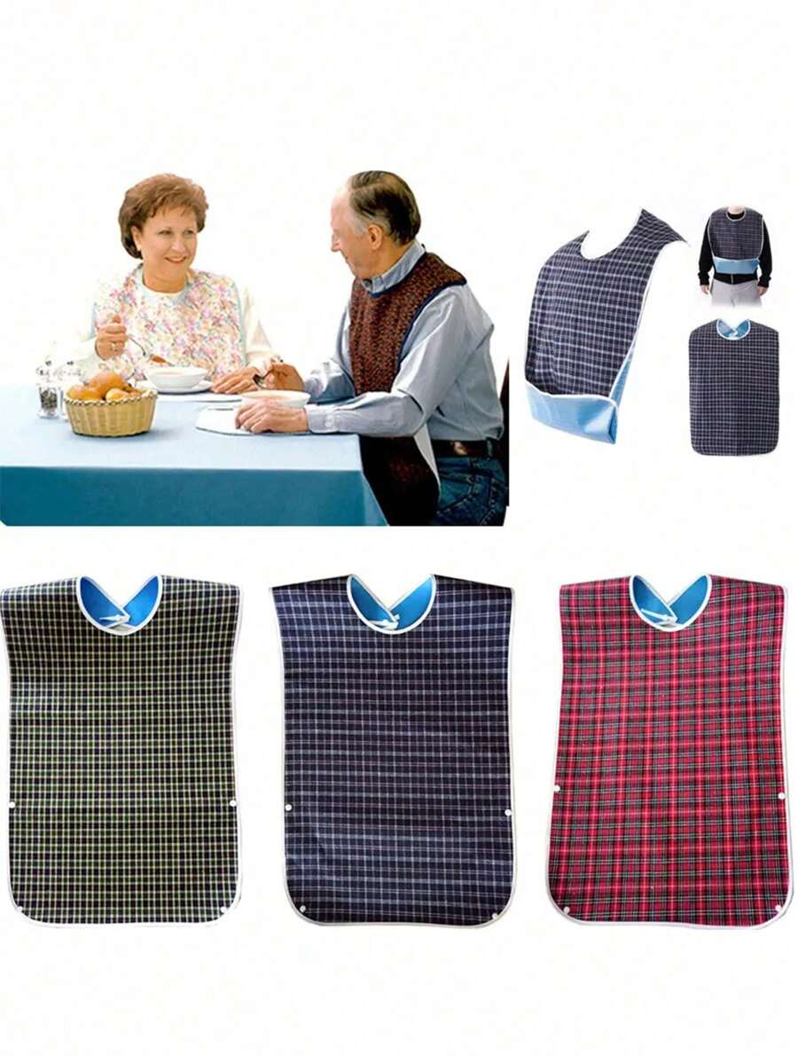Waterproof Adult Mealtime Bib Cloth Reusable With Crumb Catcher Stylish Clothing Protectors For Elderly Disability Aid Apron Senior Citizen