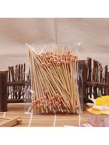 50pcs/100pcs Pack Of 12cm Bamboo Skewers, Round Creative Faux Pearl Gold Design, Suitable For Kitchen Table And Party, For Desserts, Sandwiches, Fruits, With Creative Gold Bead Decoration ,Kitchen,Christmas Gift - Multicolor - View 19