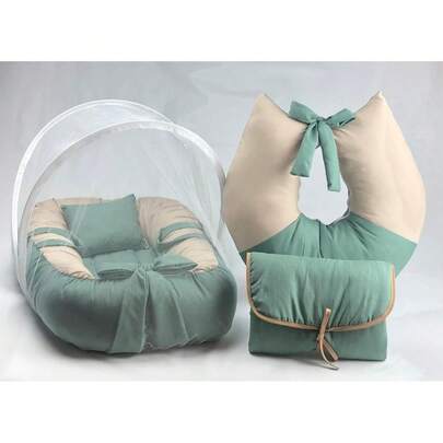 Kit Bebê Completo Ninho Redutor + Almofada Amamentação + Mosquiteiro + Trocador Portátil