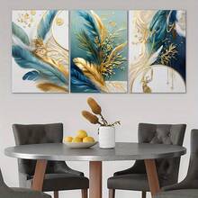 3 件套抽象羽毛图案 5D 钻石画工具套件，圆形亚克力钻石刺绣手工套装，家居装饰和墙面艺术 DIY，圣诞节和生日礼物，无框架 - 彩色 - 查看 7