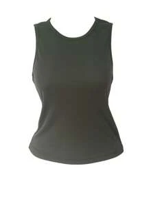 Blusa TOP Dama Cuello Redondo Fresco Uso Diario Toda temporada - Verde militar - Ver 3