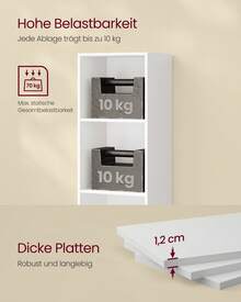 VASAGLE Bücherregal,offenes Aufbewahrungsregal, Standregal,für Wohnzimmer, Homeoffice, Esszimmer,Wolkenweiß