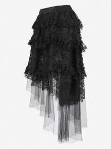 Valentine Outfits For Women,Black Lace Elegant Dress Women's Steampunk Costume Renaissance Skirt Victorian Cosplay Costume - màu đen - Xem 2