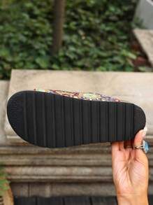 Ultra-Light Thickened Flat Soft-Bottomed Soft-Textured Leopard Print Beach/Outdoor/Home Elevated Sandals