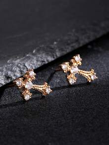 1 对男士时尚优雅耳钉，简约几何独特设计 - 十字 - 查看 7