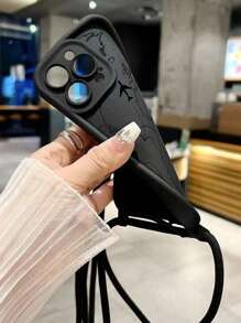 New Elegant Embossed Texture Thick Anti-Drop Handmade Braided Wrist Strap Detachable Crossbody Strap Phone Case With Map & Airplane Painting Compatible With Iphone 16/16 Pro/16 Pro Max/16 Plus/IPhone 15 Pro Max/7/8 Accessories Compatible With Iphone 15 Pro Max, IPhone 13, IPhone 14, IPhone 11 Pro, IPhone 12, IPhone XS, Portable Soft Protective Cover Waterproof Shockproof Scratch Resistant