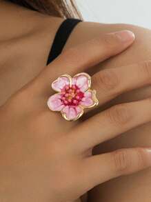 1 Stück modischer vielseitiger Blumen-Tropfen-Öl-Ring, geeignet für den täglichen Gebrauch von Frauen