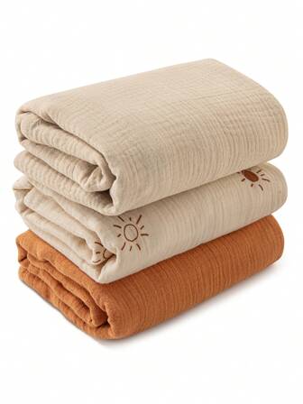 GLLQUEN BABY 3 paquetes de mantas de muselina orgánica para bebés unisex, mantas de recepción para recién nacidos, grandes de 40 x 38 pulgadas, mantas de muselina suaves y transpirables para niños y niñas