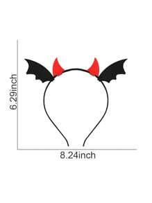 1 pièce Serre-tête de cornes de diable pour Halloween, 2 pièces Barrettes de cornes de diable rouges, accessoires de cheveux pour femmes et hommes, pour fêtes d'Halloween, cosplay, événements festifs. Bandeau à ailes de chauve-souris noires, taille unique, serre-tête pour femmes, accessoires de cheveux, diadème, serre-tête