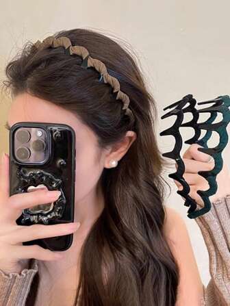 3pcs/1pc Simple Fabric Wave Headband For Women, High Head Headband With High-End Feel, Small Face, A Gift For Women