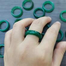 5/10/20 件绿玛瑙戒指 - 光滑天然宝石可叠戴戒指，适合女士和女孩，尺码 6-8，优雅复古珠宝礼物，适合生日、毕业典礼、圣诞节、日常佩戴 | 简约戒指设计，珠宝戒指