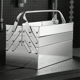 Double Layer 3-Compartment Tool Box, Large Capacity, Easy To Carry, Store And Organize Tools, Multi-Purpose Storage Box, Suitable For Hardware, Electrical, Automotive Repair, Home Organization - Waterproof Stainless Steel Material, No Assembly Required