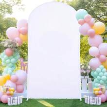 Arch Backdrop, 6ft, 6.6ft, 7.2ft Wedding Arch Cover 2 Sided Spandex Fitted Fabric Arch Backdrop Dome Arch Backdrop Fabric For Birthday Party Wedding Arch Stand Decoration - White (Stand Not Included, Fabric Backdrop Only)