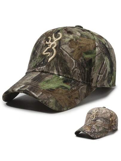 1 Stück Unisex Camouflage Baseballkappe mit gesticktem Hirsch Logo, verstellbare Outdoor Jagd Angeln Wandern Kappe für Herren & Damen, atmungsaktiv Sonnenschutz Kopfbedeckung für Camping, Abenteuerreisen, Sport & Alltag, Modisches Accessoire für alle Jahreszeiten