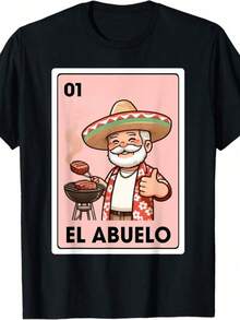 El Abuelo Grilling Grandpa Mexican Bingo Card T-Shirt>SP Gifts For Him S-3XL - 黑色 - 查看 1