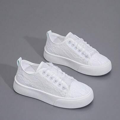 Women's Summer Mesh Slip-On Sneakers, White Casual Shoes