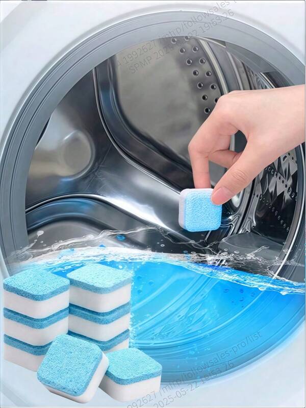 20 piezas Tabletas efervescentes para la limpieza del tambor de la lavadora doméstica, Agente de limpieza del tanque de la lavadora, Tabletas de limpieza efervescentes, Desinfección del tambor, Tabletas efervescentes de esterilización y descalcificación, Adecuadas para uso doméstico, cocina, baño, hogar y artículos para el hogar