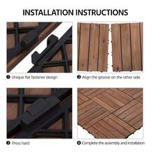 12 X 12'' Patio Deck Tiles Interlocking Wood Floor Tiles Indoor & Outdoor For Patio Garden Deck Poolside Pack Of 11 Tiles Brown - 巧克力棕 - 查看 6