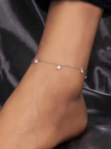ELSEDES 1 pieza Tobillera/Cadena para el Body mínimalista y única, hecha a mano de plata de ley S925, con forma geométrica incrustada de rhinestones, destacando un encanto distintivo, joyería de alta calidad adecuada para atuendos diarios y de fiesta de mujeres