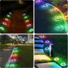 Éclairage solaire au sol, 4 paquets de 8 LED encastrés, lumières solaires étanches pour le jardin, éclairage paysager extérieur, disque lumineux pour allée, pelouse, allée, chemin de promenade (1/4 pièces)