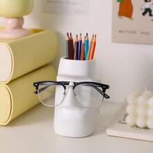 1 件创意石人形眼镜架、画笔和化妆刷收纳盒、装饰眼镜展示架、办公室装饰、礼物、办公桌配件