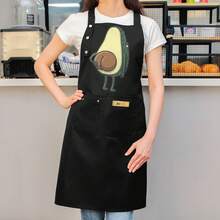 Funny Avocado Ass Dual Waterproof Oilproof Kitchen Chef Aprons With Pockets For Men Women, Adjustable Cooking Apron - Black - View 1