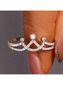Fashionable Women's Crown Shape Ring, Everyday Jewelry, Back To School Gift
