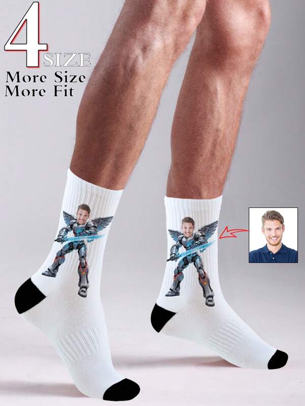 Custom Photo Sock 1 Pair Custom Face Socks Custom Printed Socks Personalized Funny Face Socks Custom Picture Socks Put Any Face On The Socks Unique Personalized Gift For Him Her Mom Dad Girlfriend Boyfriend Best Friend Valentine Anniversary Birthday Wedding Christmas Mother's Day Father's Day