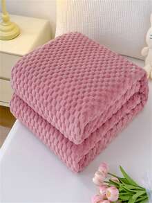 1 件舒适法兰绒羊毛毯 - 超柔软、轻盈、适合所有季节，采用六角提花设计，适合万圣节居家、圣诞节露营和旅行、母亲节亮黄色、时尚房间卧室装饰配件、羊毛毯