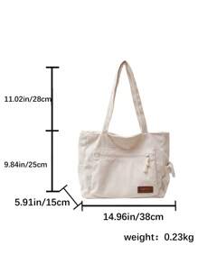 1 pieza de bolso de hombro de pana con gran capacidad, color liso, múltiples bolsillos, bolsa de compras, regalo del Día de la Madre para mamá, bolsa plegable para escuela, trabajo, viaje, bolsa escolar para graduados, adolescentes, estudiantes de primer año