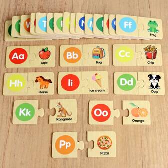 1 Set Of Fun Cognitive Letter Puzzle: Early Education Enlightenment, English Learning, Hands-On Ability, Hand-Eye Coordination, Wooden Safety, Durable And Long-Lasting. Suitable For Children Over 3 Years Old, Perfect As Children's Day Gifts, Birthday Surprises, Christmas Companion Gifts. Diverse Colors, Clear Patterns. Early Education Toys.