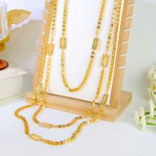 Collar largo de boda diseño árabe chapado en oro 21k, joyas islámicas de Dubai para mujeres, novias, compromiso y fiestas, joyería italiana