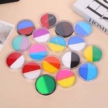 14色大容量圆形调色板水溶性绘画颜料，种类丰富，着色力强，使用顺畅，易于清洁，适用于万圣节，狂欢节，漫画大会，表演，角色扮演 - 雙色拼接 - 查看 2