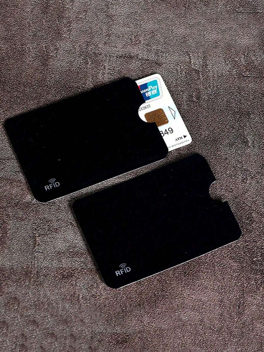 2 件信用卡保护套 RFID 屏蔽防欺诈 RFID NFC 保护健康识别 DNI 保护信用卡保护套非接触式银行、信用卡夹、RFID NFC 保护膜、10 件男女通用信用卡和身份证保护膜防水防盗 - 黑色 - 查看 1