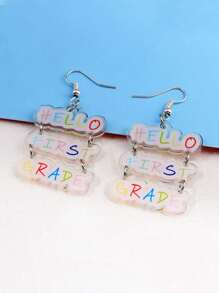 Customized Earrings, Beach Vacation Inspired Irregular Cut Shapes With Customized English Letter Print, Name, Slogan, Location, Or Date, Transparent Double-Sided Keychain, Suitable For Birthday, Family Gathering, Valentine's Day, Parent-Child, Couples, Anniversary Celebration, Gift For Mom, Dad, Friends, Boyfriend, Girlfriend, Daily Wear