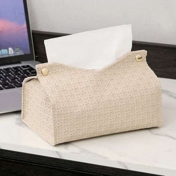 Conjunto de 1 peça de suporte para toalhas de rosto com padrão em relevo e cor sólida, suporte para lenços de papel de mesa em tecido composto grosso para escritório, sala de jantar, bar, sala de estar ou quarto