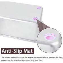 Stainless Steel Cat Litter Box For Adult Cats Or Kitty/Kitten 18"X14"X6" Rust-Proof, High Side, Non Stick, No Smell, Easy To Clean Metal Cat Litter Box - 大號:17.5 英吋長 x 13.6 英吋寬 x 6 英吋高 - 查看 4