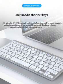 Teclado inalámbrico Bluetooth portátil mini de 78 teclas para computadora y tableta, teclado de oficina, control inalámbrico en segundos (preste mucha atención a la descripción del producto). - Plata - Ver 2