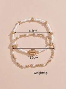 Conjunto de tornozeleiras femininas com 3 peças de conchas de estrela do mar e contas de vidro